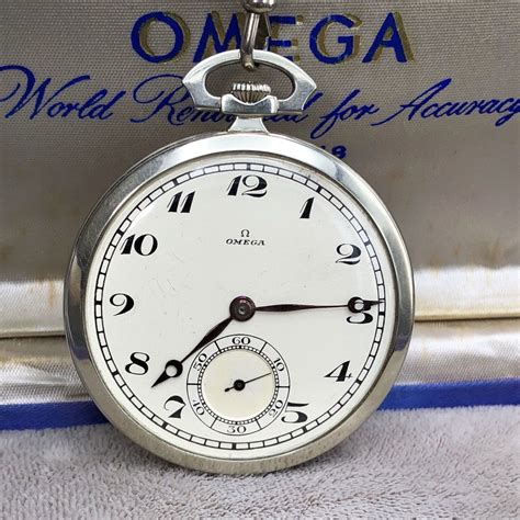 1920s antique omega pocket watch blue hands|omega pocket watch value.